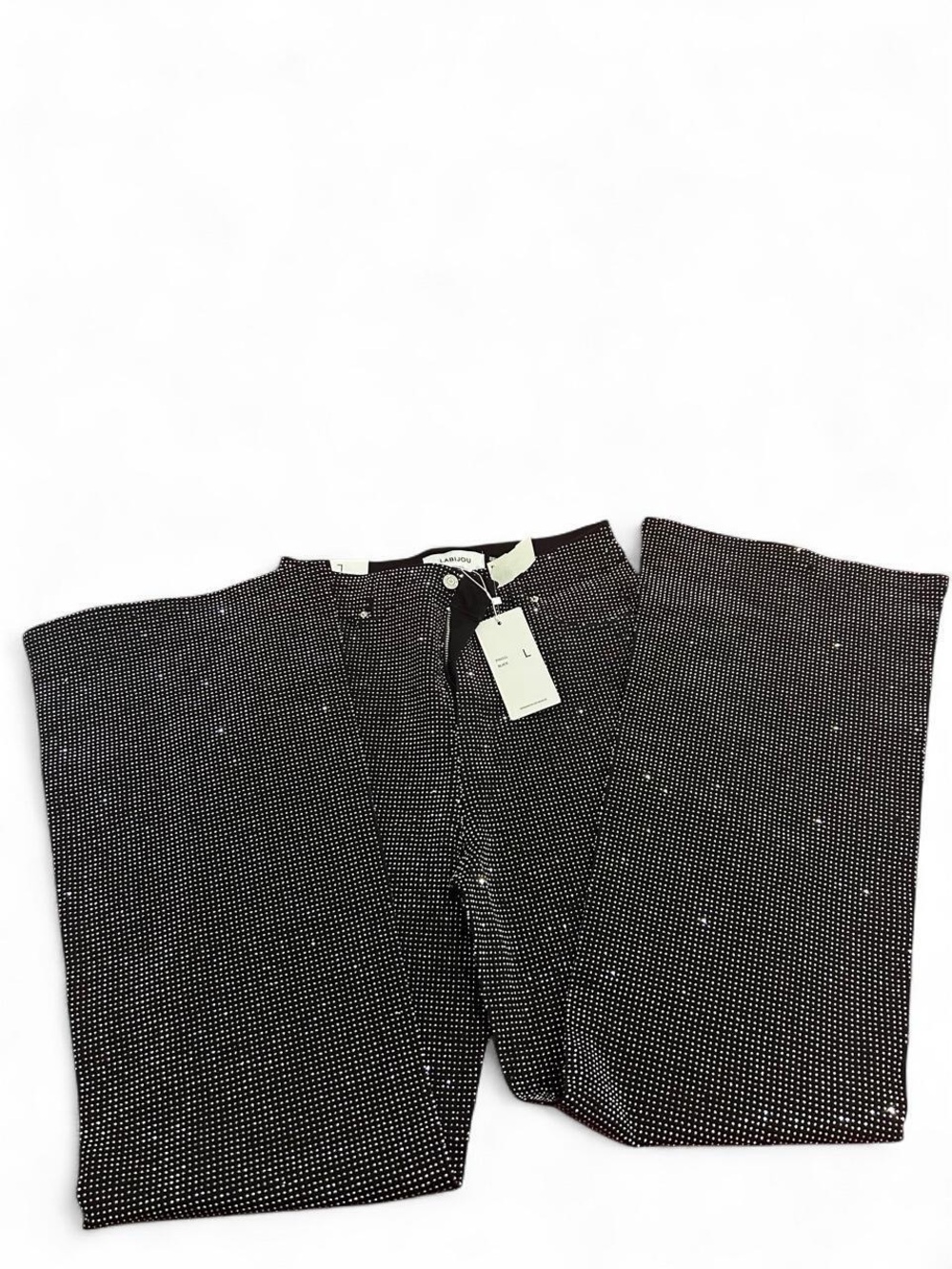 Black Rhinestones Wide-Leg Jeans - Flare & Wide Leg